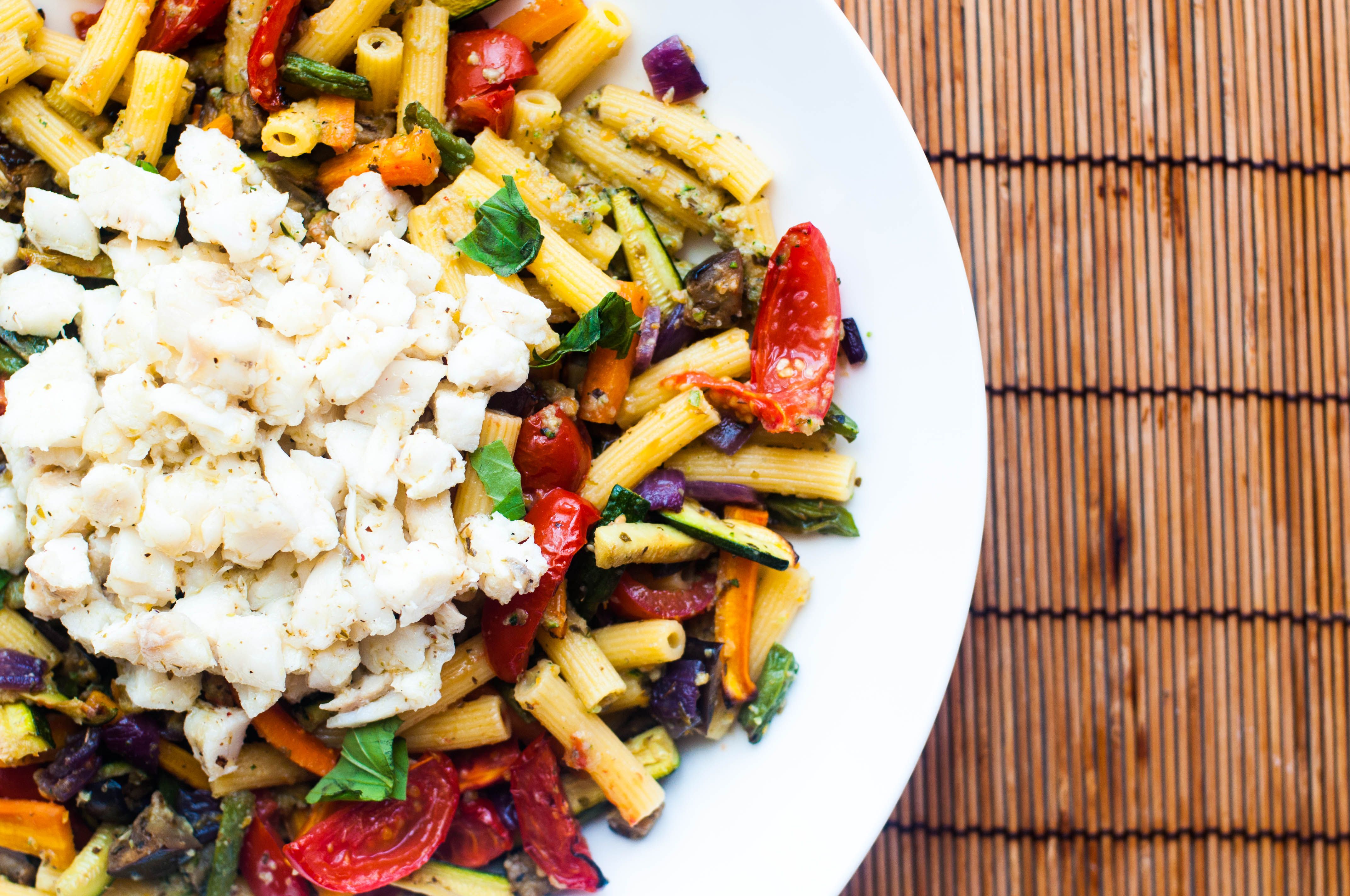 Pasta fredda di mais con verdure arrosto - Mangio quindi Sono