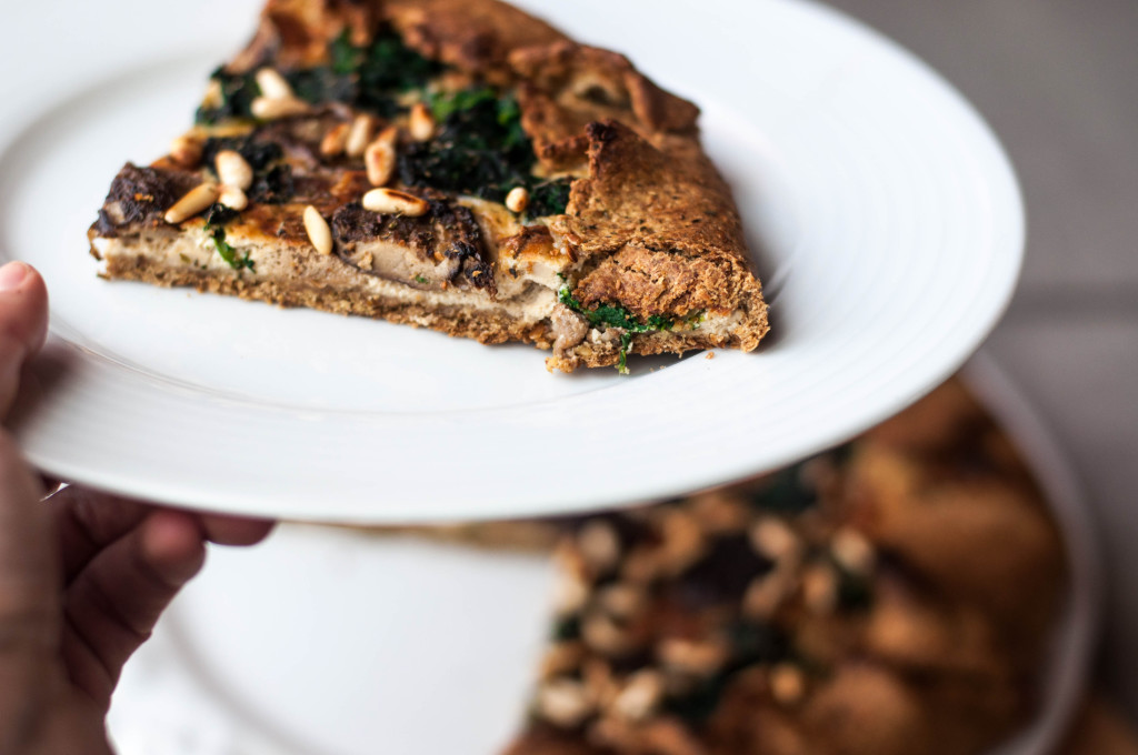 Galette integrale ai porcini e spinaci