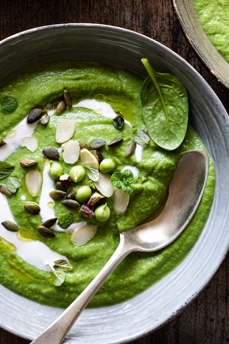 crema di piselli e broccoli al miso