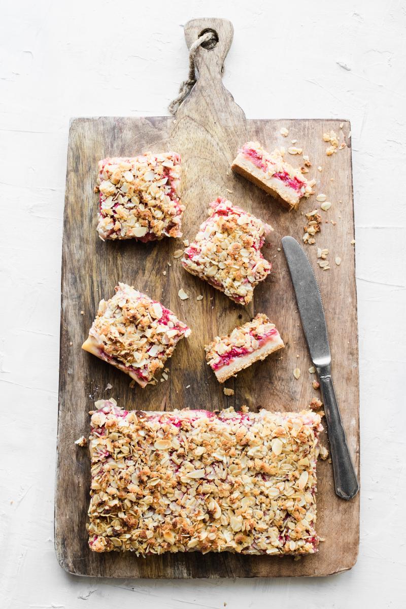 Strawberries and rhubarb honey custard gluten free crumble