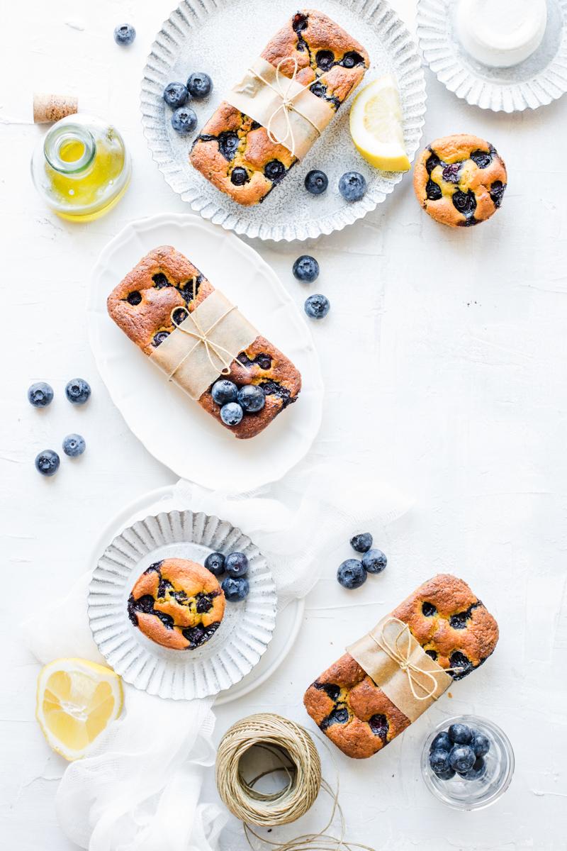 Muffin e mini plumcake ai mirtilli e limone senza burro, senza glutine e senza zucchero