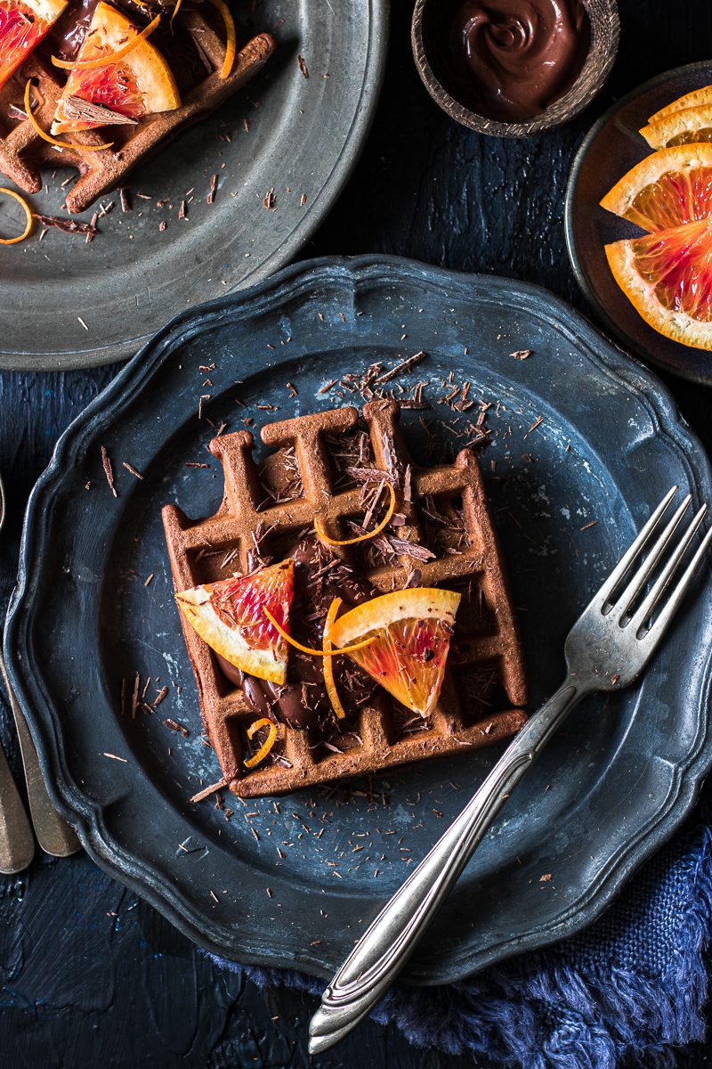 waffle senza glutine al cioccolato e arancia