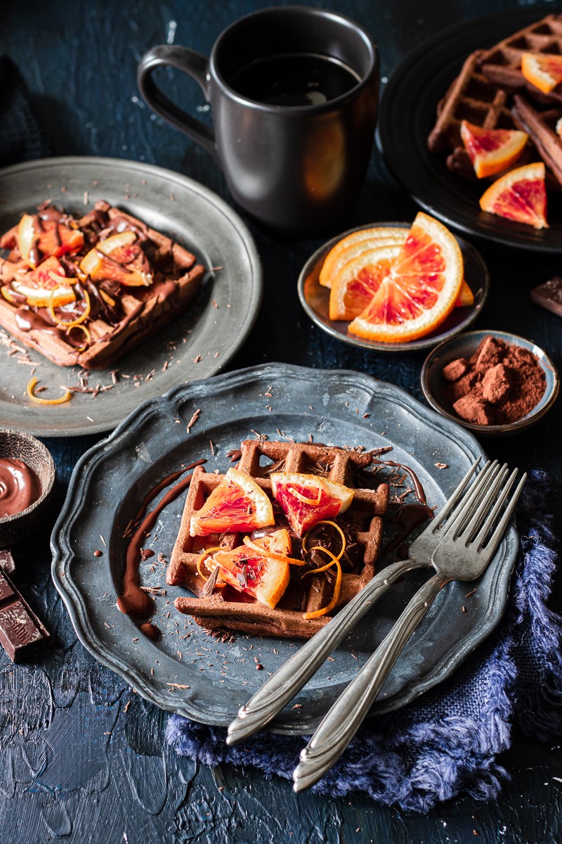 waffle senza glutine al cioccolato e arancia