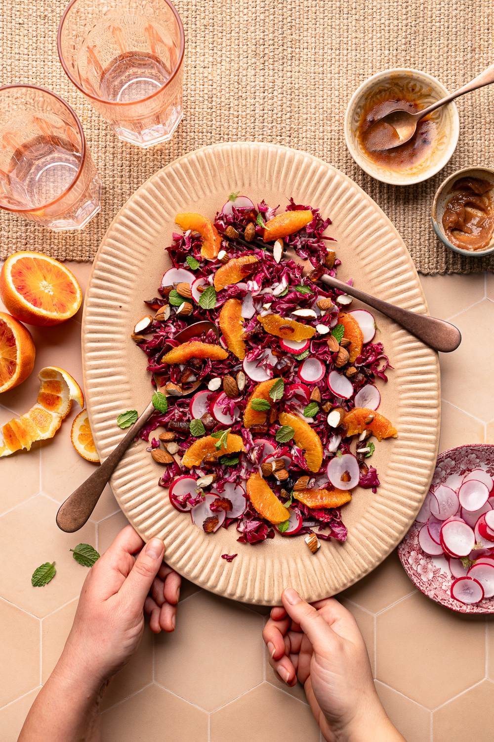 insalata di radicchio e arance umeboshi ravanelli