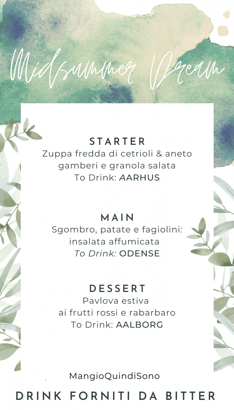 midsummer dream  menu scandinavo- manngioquindisono