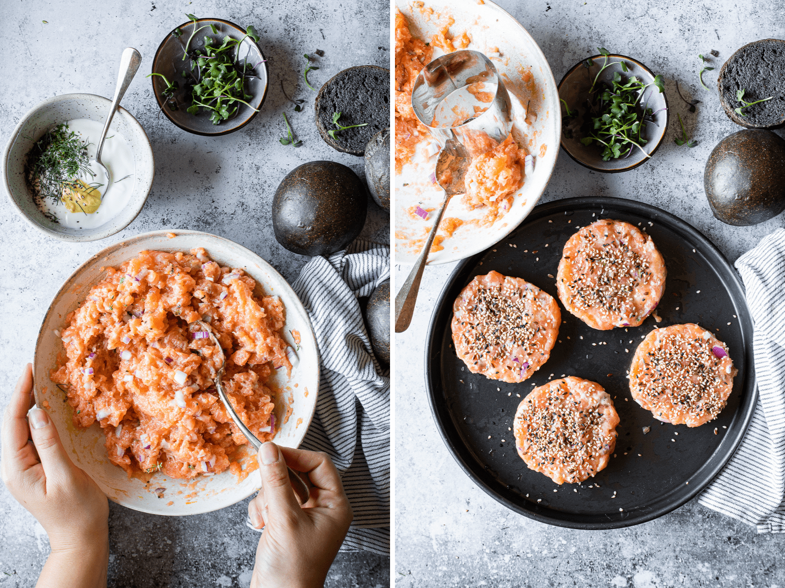 impasto per hamburger di salmone senza glutine e senza latticin