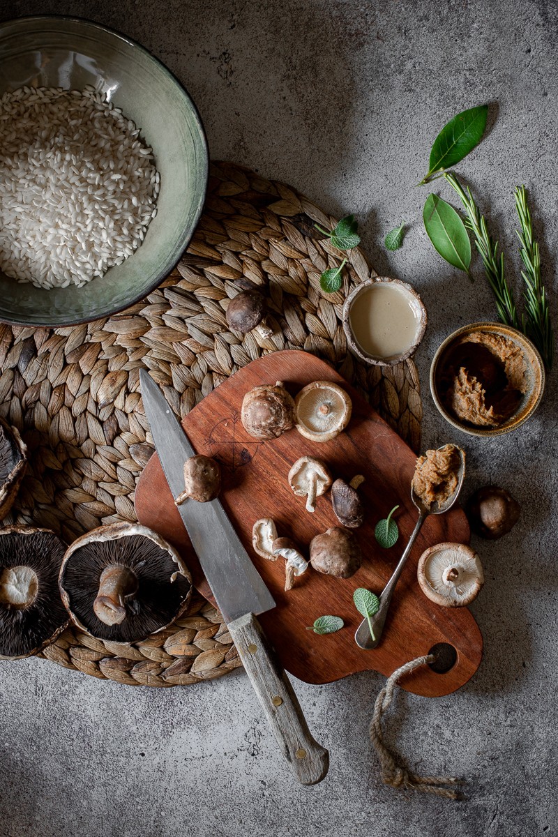 risotto ai funghi con miso e thaina