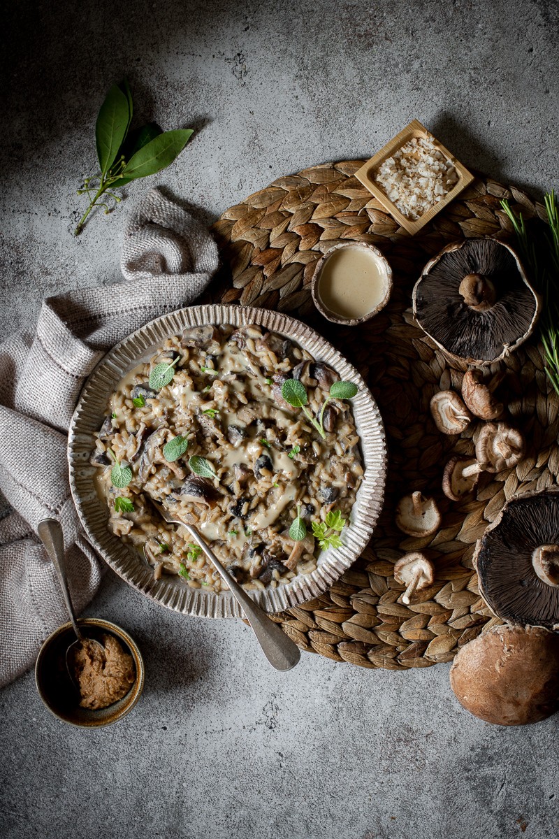 risotto ai funghi con miso e thaina