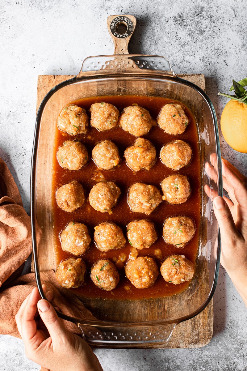 polpette di pollo all'arancia al forno