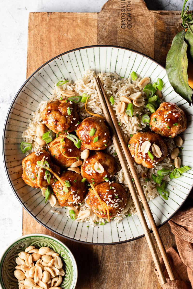 polpette di pollo al'arancia caramellate al forno