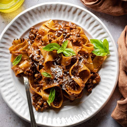 pappardelle al ragù di lenticchie vegetariano