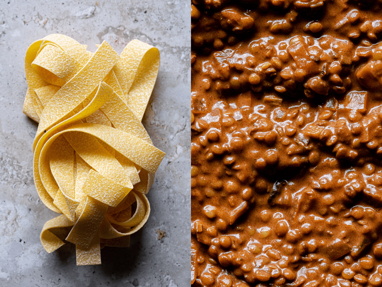 pappardelle e ragù di lenticchie