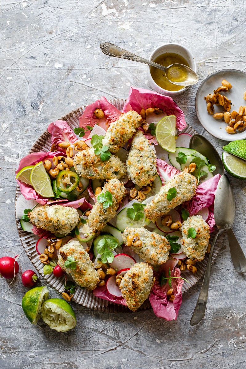 merluzzo impanato al forno e insalata di ottolenghi