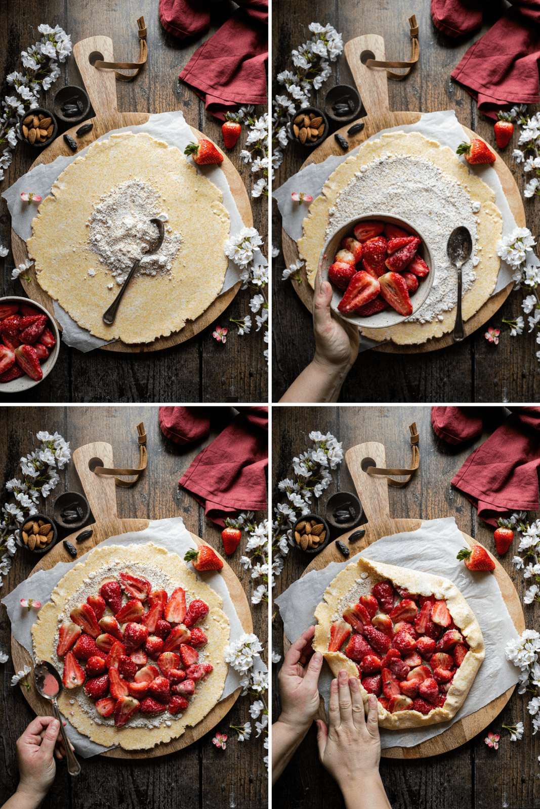 preparazione della galette alle fragole senza zucchero