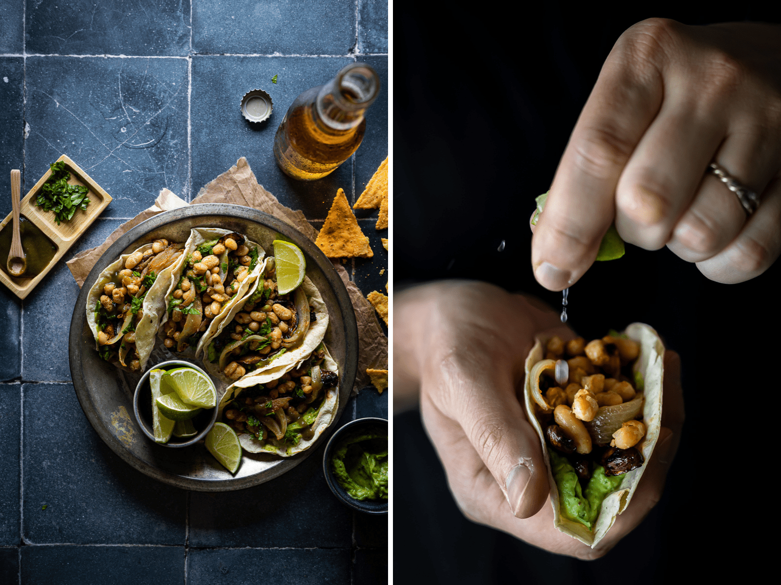 tacos vegani di fagioli e funghi 