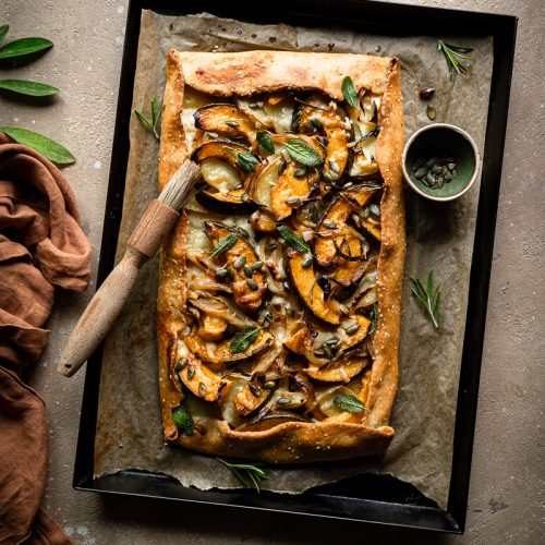 galette alla zucca, miso e cheddar