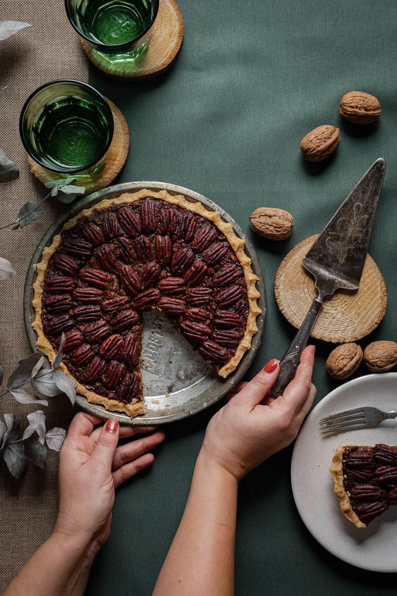 menu del ringraziamento vegetariano da preparare in anticipo - pecan pie