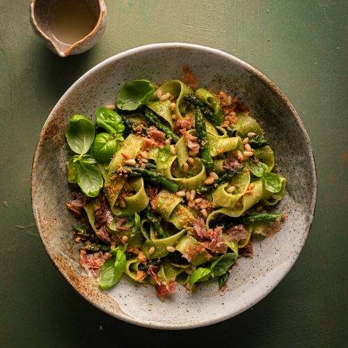 pappardelle al basilico e limone e tuorlo d'uovo