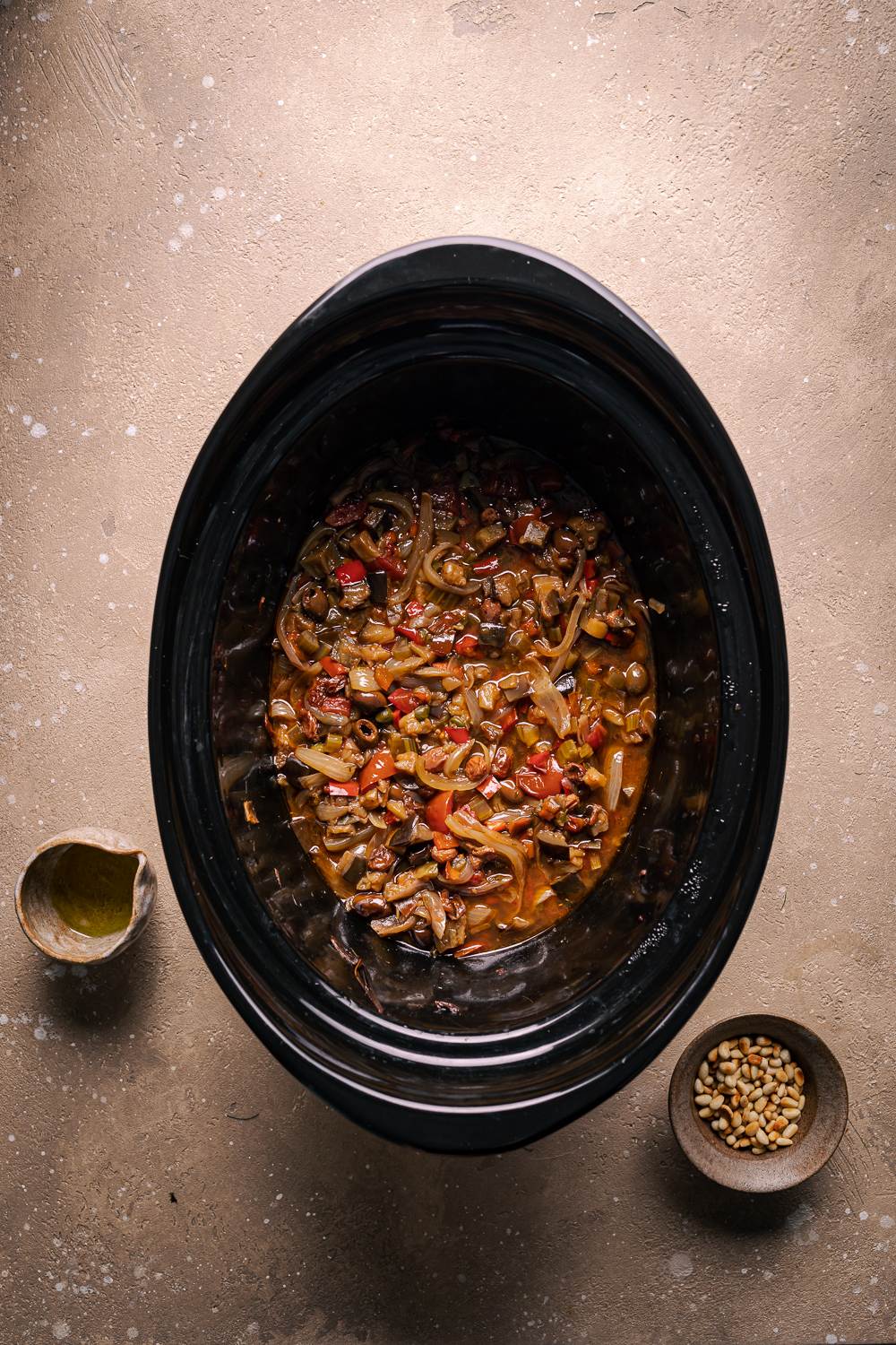 caponata di verdure leggera senza frittura nella slow cooker