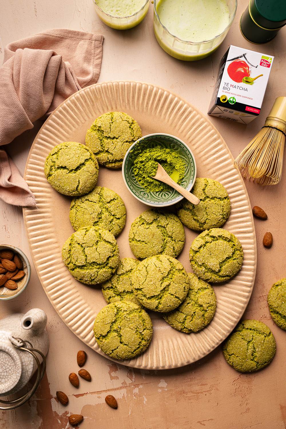 BISCOTTI AL TÈ MATCHA E MANDORLE VEGANI