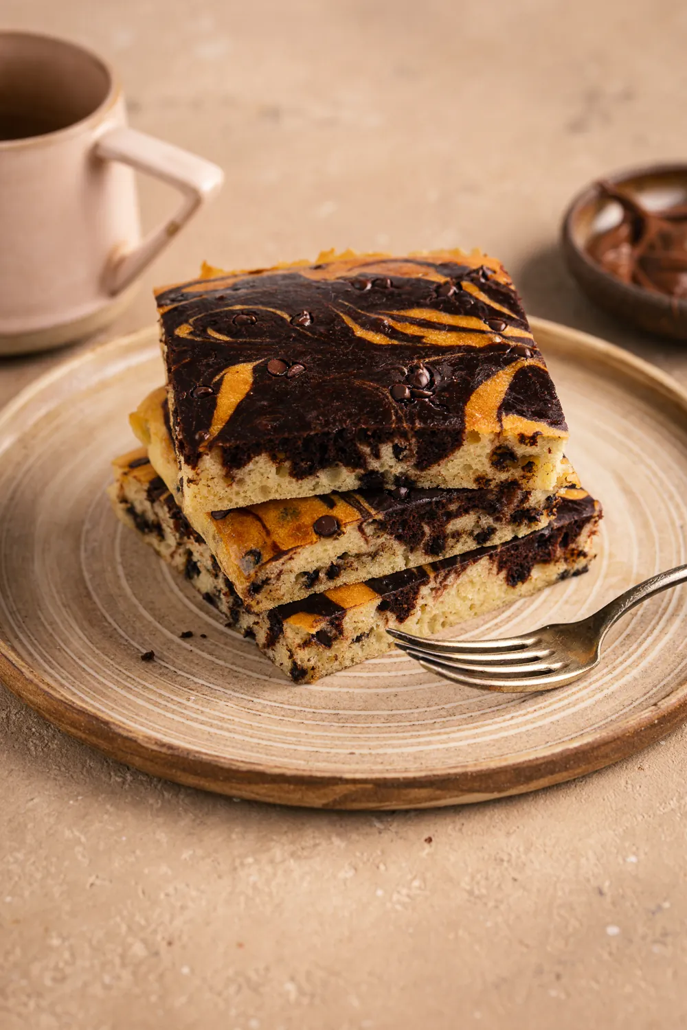 pancake cotti al forno marmorizzati al cioccolato