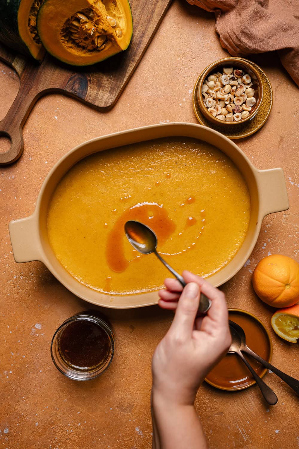 flan di zucca al forno con miele bruciato