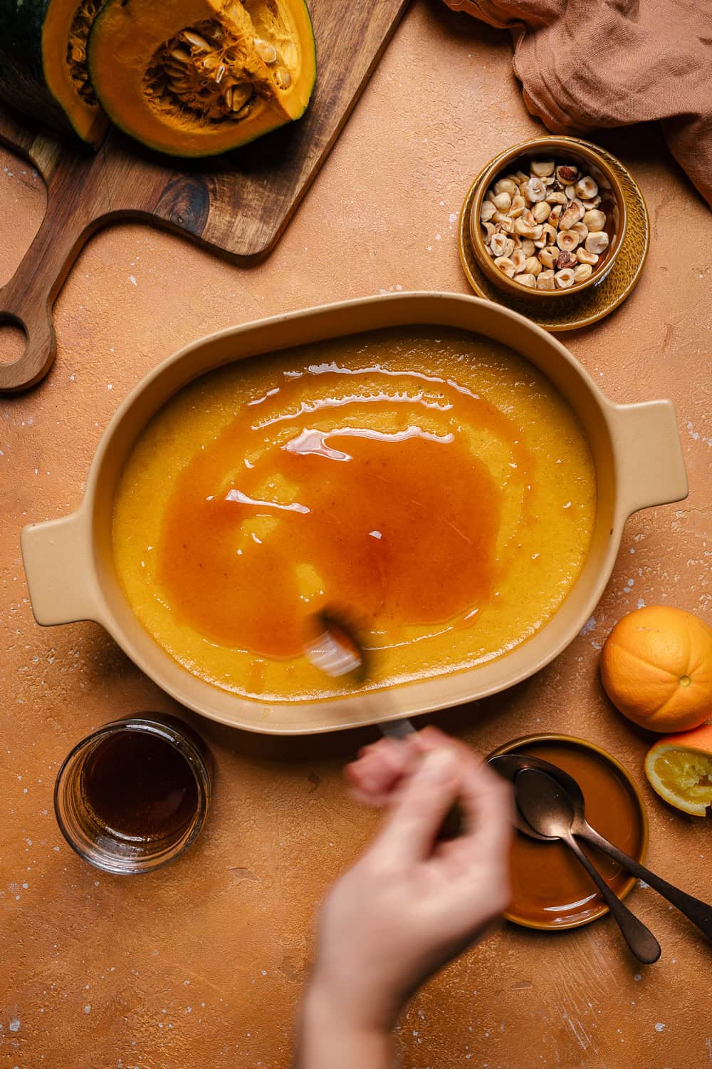 flan di zucca al forno con miele bruciato