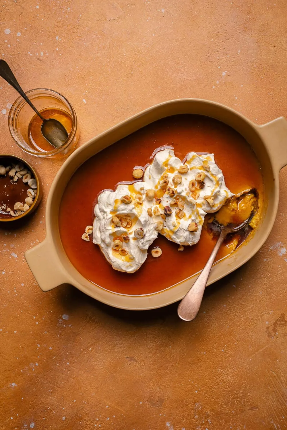 flan di zucca con latte condensato e miele bruciato