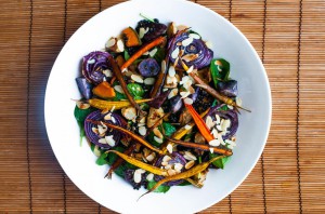 Insalata di lenticchie nere e tuberi