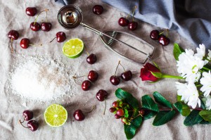 Sorbetto al cocco e ciliegie