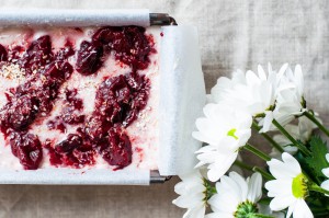 Sorbetto al cocco e ciliegie